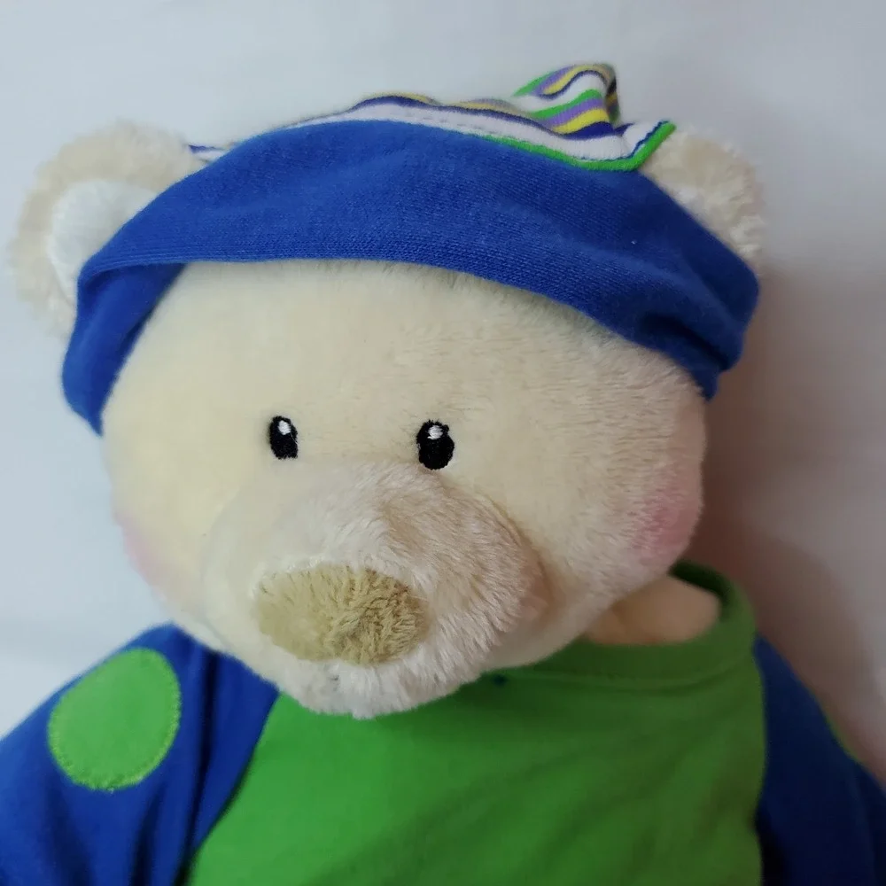 Vintage Baby Ganz White Teddy Bear In Blue Comfy Pjs Bumper Plush Stuffed Animal